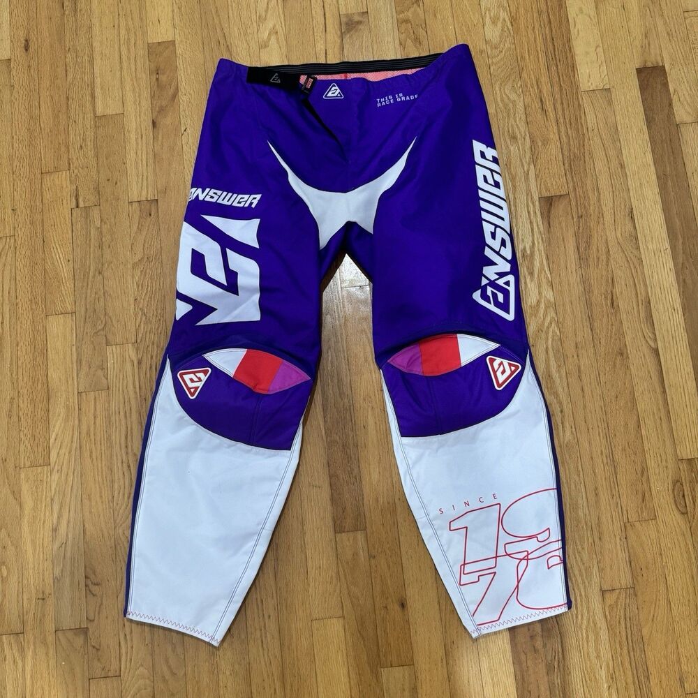 ANSWER A23 SYNCRON CC WOMEN'S PANT SIZE 16 White purple pink Motocross Racing